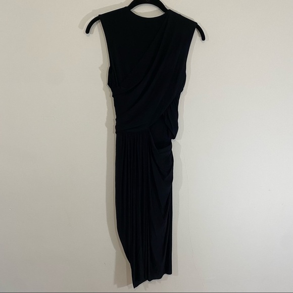 Alexander Wang Draped Cutout Dress Black Stretchy Jersey Sleeveless High Neck 0 - Picture 6 of 7